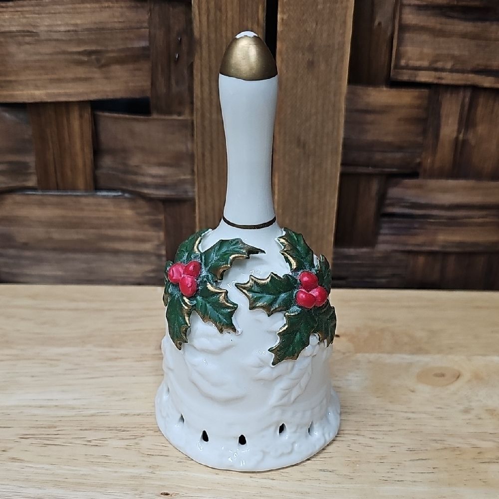 Porcelain Bell with Holly Design - Picture 2 of 7